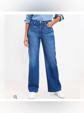 LOFT Denim Mid-Blue High-Rise The Wide-Leg Jeans Size 27